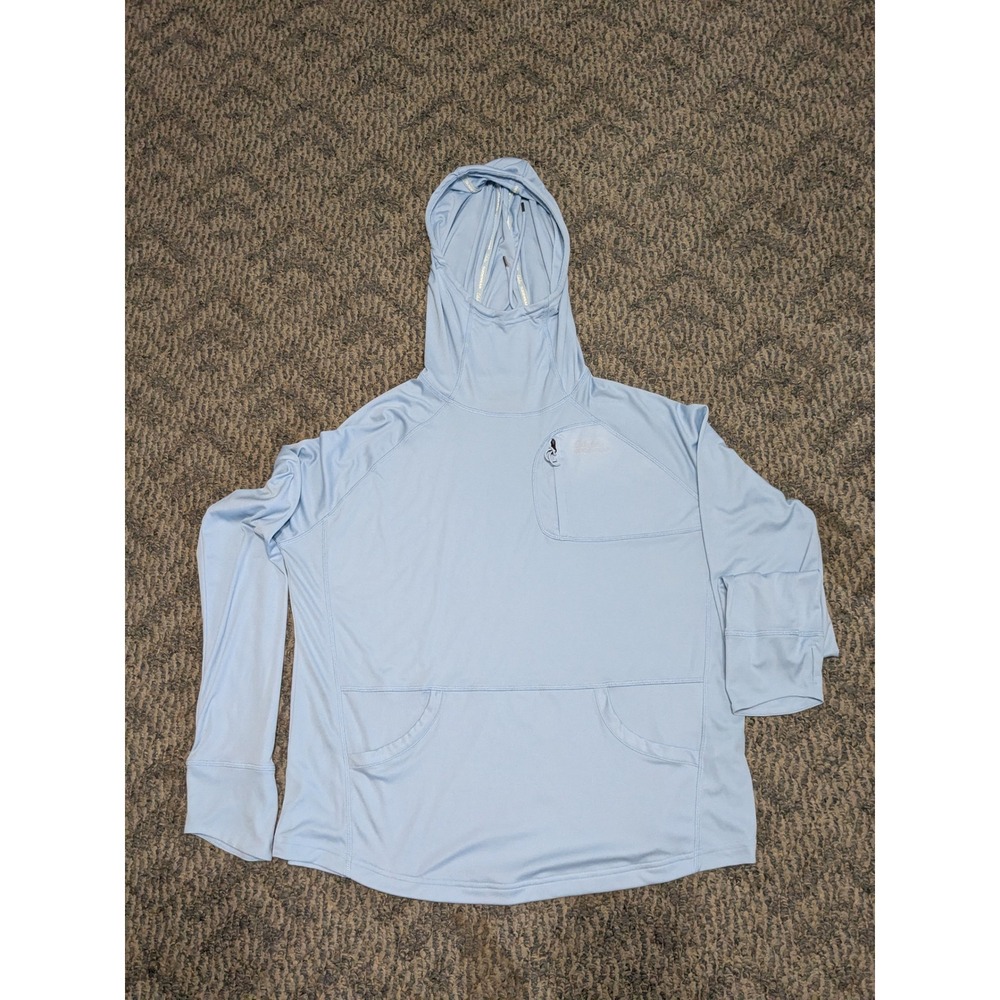 Cabelas Guidewear Fishing Sun Hoodie Mens 2XL Blue Long Sleeve Performance Shirt
